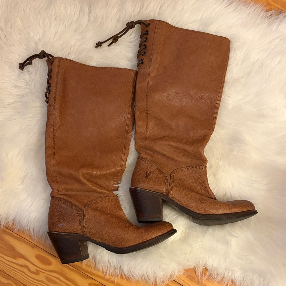 Frye Women's Tan Leather Heeled Boots